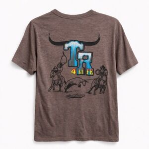 Cowboy Hardware Mens Medium TR 4 Life Team Roping Graphic T-Shirt Brown Heather‎